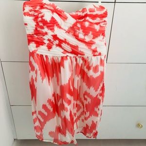 Orange and white strapless Shoshanna  dress